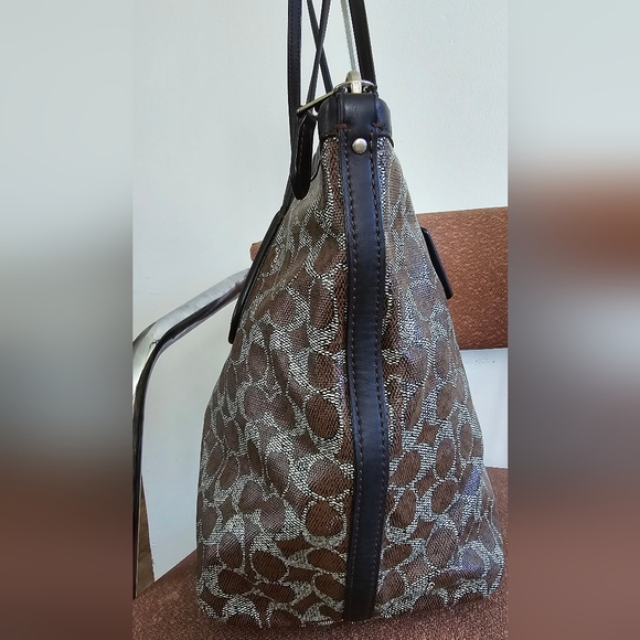 Coach Signature Taxi Brown Coated Canvas Tote - Picture 7 of 15